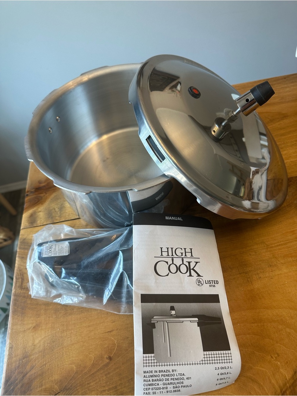 Vintage Aluminum High Cook Pressure Cooker Made In Brazil